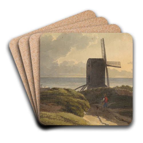 Windmill on the Sea Coast Near Hastings by Henry Morton Art Drink Coaster set
