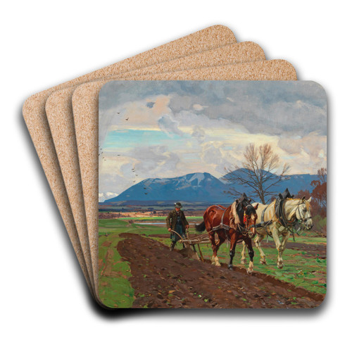 Pflgender Bauer by Otto Strtzel Art Drink Coaster set