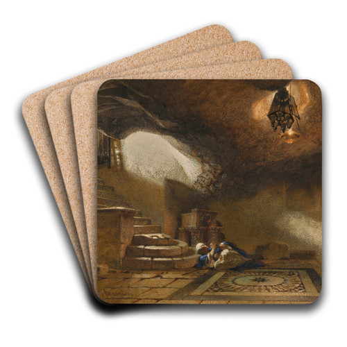 The cave beneath the Holy rock, Jerusalem by Carl Haag Art Drink Coaster set