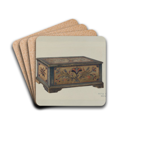 Pa. German Sample Chest by Betty Jean Davis Drink Coasters - set of 4