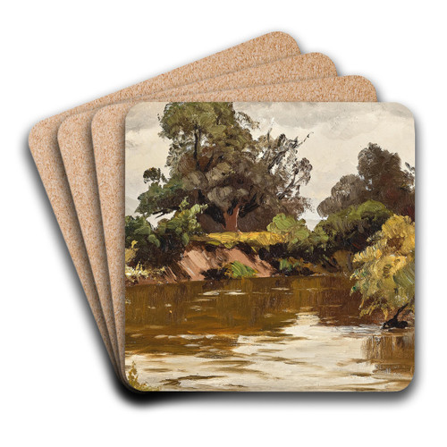 A river landscape by Josef Willroider Art Drink Coaster set