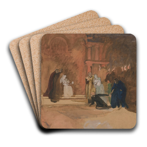 Figure scene.Hamlet by Edwin Austin Abbey Art Drink Coaster set
