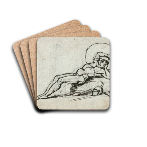 Achteroverliggende (rustende) krijger, met wapenrusting by David Humbert de Superville Drink Coasters - set of 4