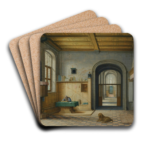 Saint Jerome In His Study by Hendrick van Steenwijck the Younger Art Drink Coaster set