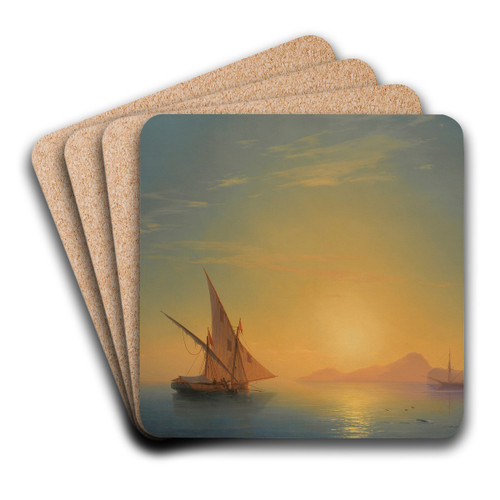 Sunset Over Ischia by Ivan Konstantinovich Aivazovsky Art Drink Coaster set Sunset Over Ischia by Ivan Konstantinovich Aivazovsky Art Drink Coaster set