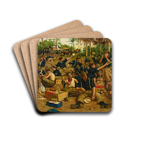 Christmas Day In Camp by William Gilbert Gaul Drink Coasters - set of 4