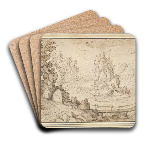 Rocky Landscape withBridge by Tobias Verhaecht Art Drink Coaster set