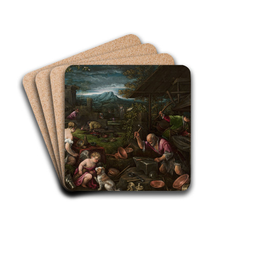 Forge of Vulcan by Francesco Bassano the Elder Drink Coasters - set of 4