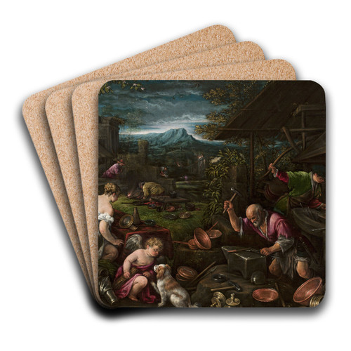 Forge of Vulcan by Francesco Bassano the Elder Art Drink Coaster set