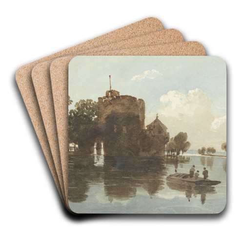 A Castle at the Waterside by John Varley Art Drink Coaster set