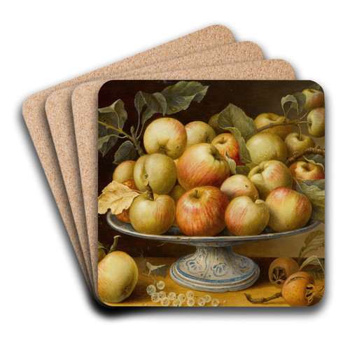 Still life with apples on a majolica tazza, together with medlars and white currants by Manner of Fede Galizia Art Drink Coaster set