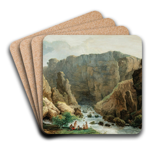 The Springs At Fontaine De Vaucluse by Hubert Robert Art Drink Coaster set