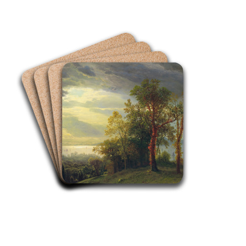 View on the Hudson by Albert Bierstadt Drink Coasters - set of 4