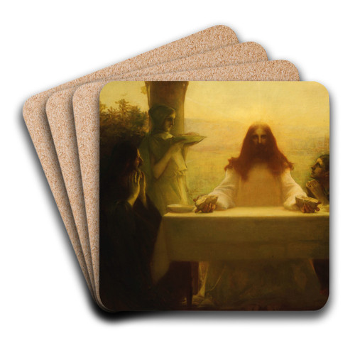 Christ and the Pilgrims at Emmaus by Pascal-Adolphe-Jean Dagnan-Bouveret Art Drink Coaster set