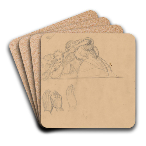 Sketch of the group of witnesses to the death of St. Matthias to the painting 'Martyrdom of St. Matthias' by Jzef Simmler Art Drink Coaster set Sketch of the group of witnesses to the death of St. Matthias to the painting 'Martyrdom of St. Matthias' by Jzef Simmler Art Drink Coaster set