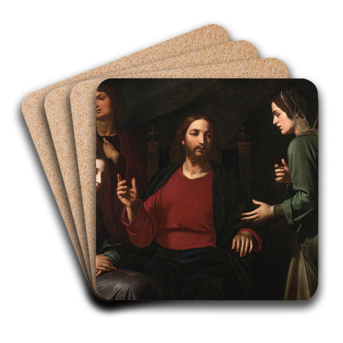 Christ In The House Of Mary And Martha by Giovanni Bernardino Azzolino Art Drink Coaster set