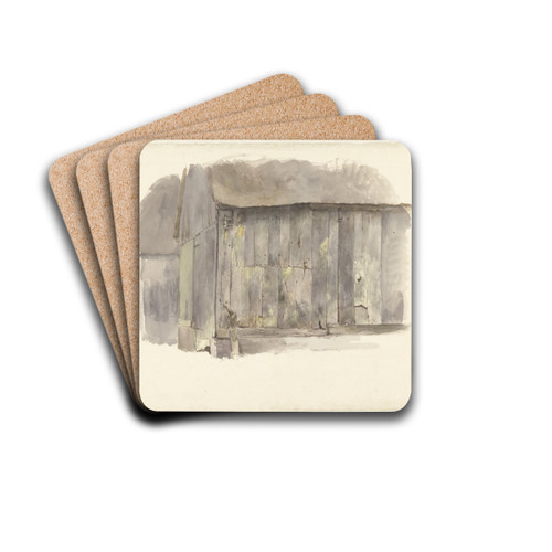 Studie van een houten schuur by Pierre Louis Dubourcq Drink Coasters - set of 4 Studie van een houten schuur by Pierre Louis Dubourcq Drink Coasters - set of 4