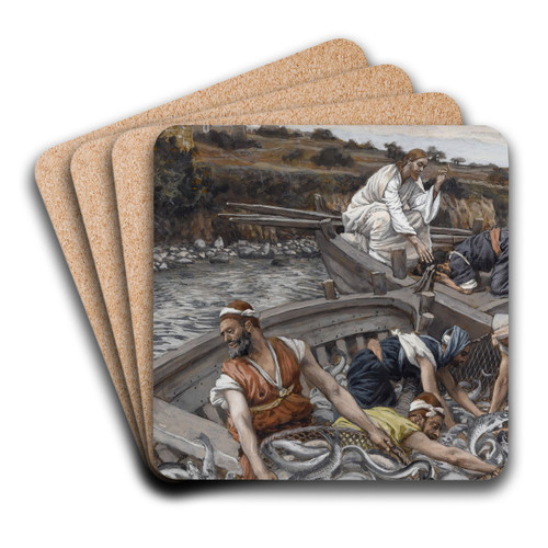 The Miraculous Draught of Fishes by James Tissot Art Drink Coaster set The Miraculous Draught of Fishes by James Tissot Art Drink Coaster set