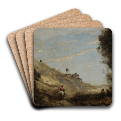 Le vallon au cavalier by Jean-Baptiste-Camille Corot Art Drink Coaster set