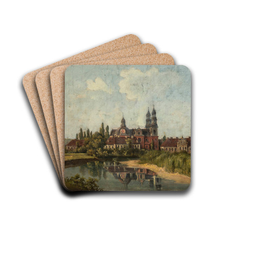 Church and monastery in Ld by Feliks Brzozowski Drink Coasters - set of 4