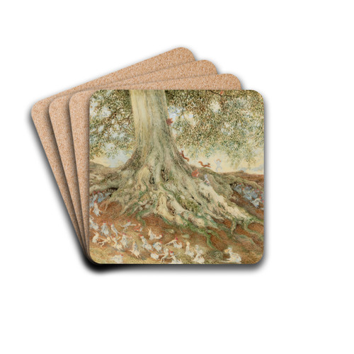 Elves in a Rabbit Warren by Richard Doyle Drink Coasters - set of 4 Elves in a Rabbit Warren by Richard Doyle Drink Coasters - set of 4