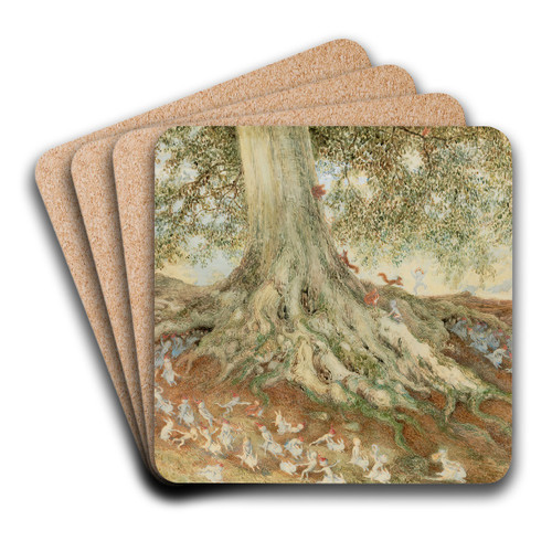 Elves in a Rabbit Warren by Richard Doyle Art Drink Coaster set Elves in a Rabbit Warren by Richard Doyle Art Drink Coaster set