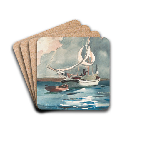 Sloop, Nassau by Winslow Homer Drink Coasters - set of 4 Sloop, Nassau by Winslow Homer Drink Coasters - set of 4