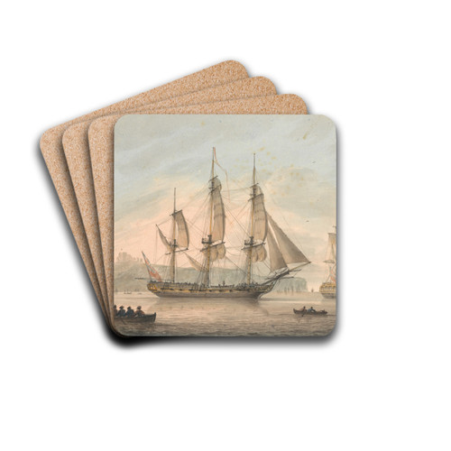 Ships of the Line off Dover by Samuel Atkins Drink Coasters - set of 4