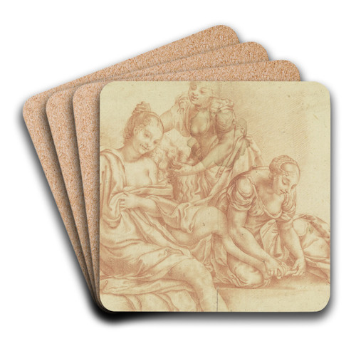 Bathseba bathing by Bernhard von Neher the elder Art Drink Coaster set Bathseba bathing by Bernhard von Neher the elder Art Drink Coaster set
