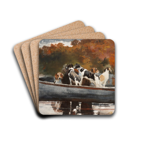 Hunting Dogs in Boat (Waiting for the Start) by Winslow Homer Drink Coasters - set of 4