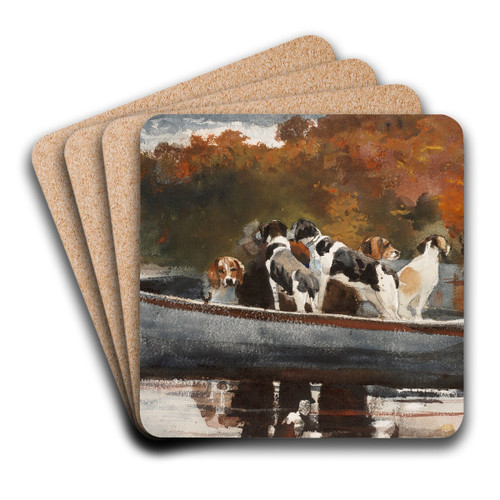 Hunting Dogs in Boat (Waiting for the Start) by Winslow Homer Art Drink Coaster set