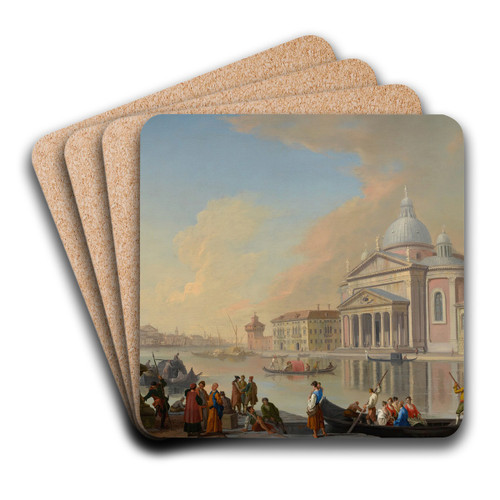 Venice, A Capriccio View Of The Grand Canal Towards The Punta Della Dogana by Johann Richter Art Drink Coaster set