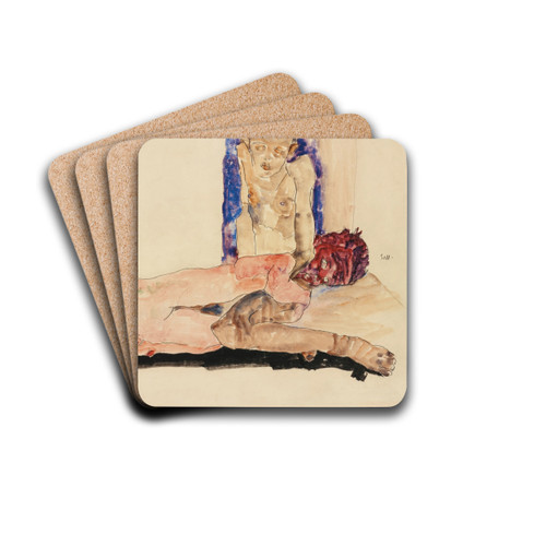 Nacktes Paar (Nude Couple) by Egon Schiele Drink Coasters - set of 4