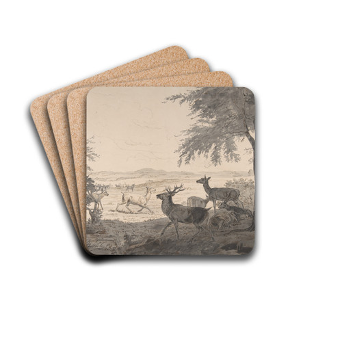View of Dyrehaven by Johan Thomas Lundbye Drink Coasters - set of 4