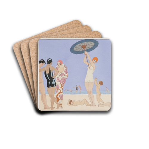 Au Lido by George Barbier Drink Coasters - set of 4