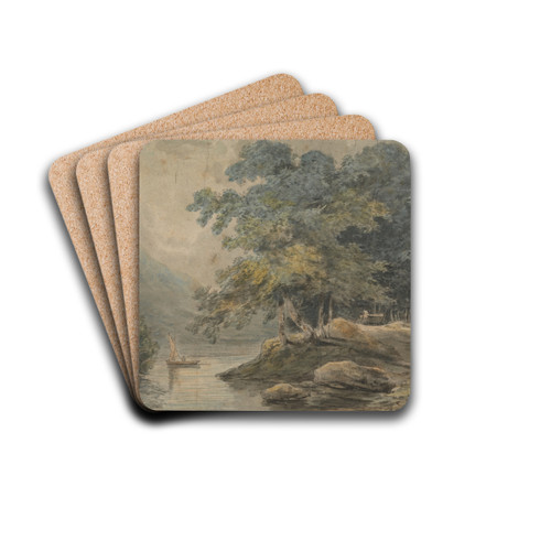River Scene by Francis Nicholson Drink Coasters - set of 4 River Scene by Francis Nicholson Drink Coasters - set of 4