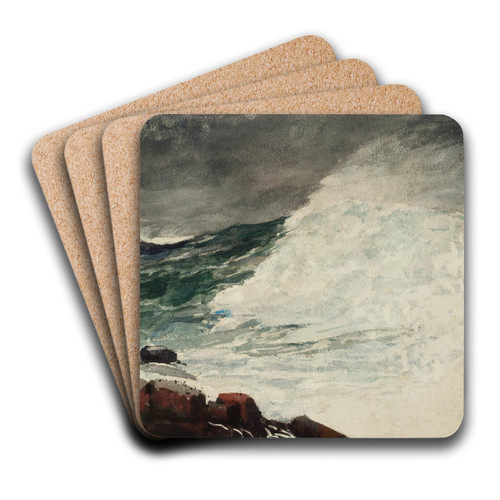 Prouts Neck, Breaking Wave by Winslow Homer Art Drink Coaster set Prouts Neck, Breaking Wave by Winslow Homer Art Drink Coaster set
