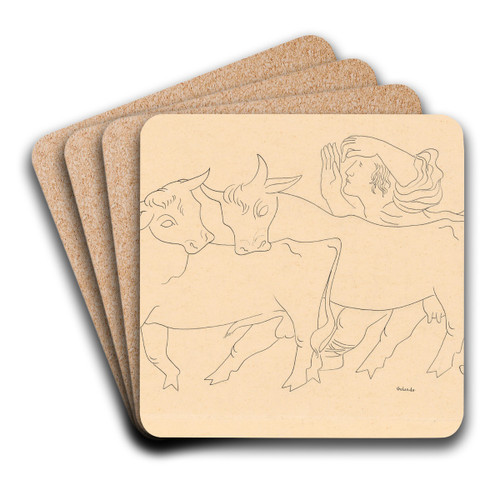 Cowherd by Mikul Galanda Art Drink Coaster set Cowherd by Mikul Galanda Art Drink Coaster set