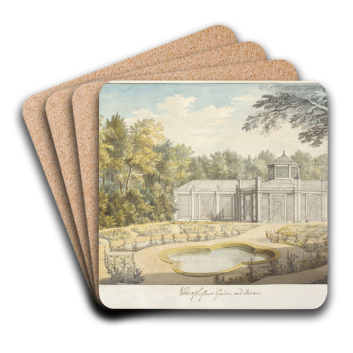 View of the Flower Garden and Aviary at Kew by Thomas Sandby Art Drink Coaster set