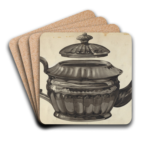 Teapot by Samuel O. Klein Art Drink Coaster set