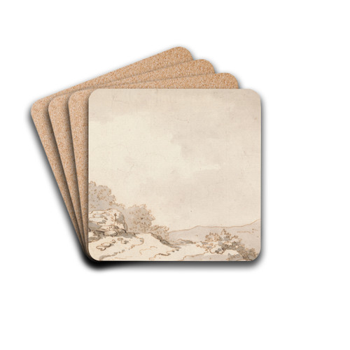 A Path on a Hilltop by Philip James de Loutherbourg Drink Coasters - set of 4