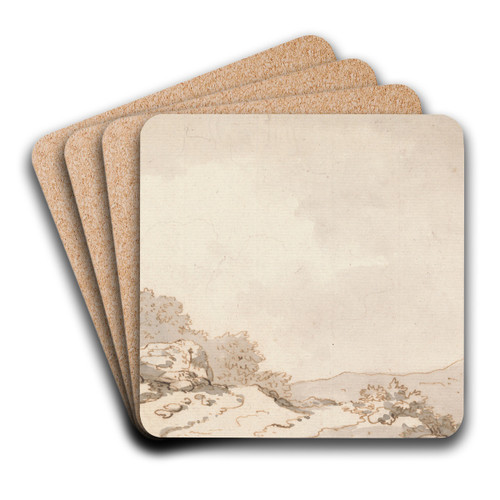 A Path on a Hilltop by Philip James de Loutherbourg Art Drink Coaster set A Path on a Hilltop by Philip James de Loutherbourg Art Drink Coaster set