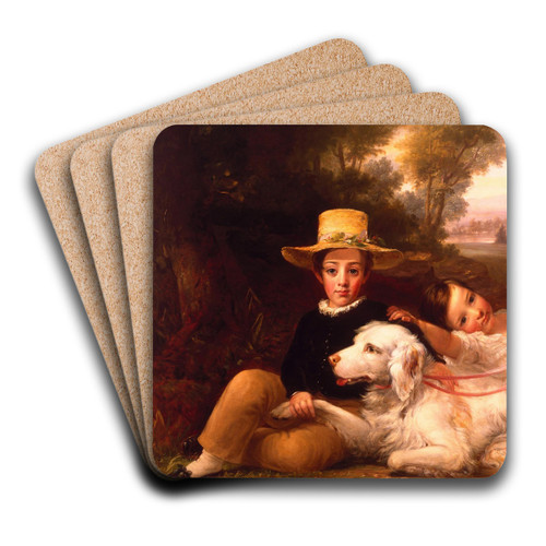 Portrait of Two Children by George Henry Harlow Art Drink Coaster set