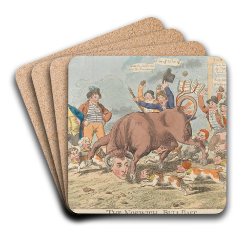 The Norwich Bull-Bait by Charles Williams Art Drink Coaster set