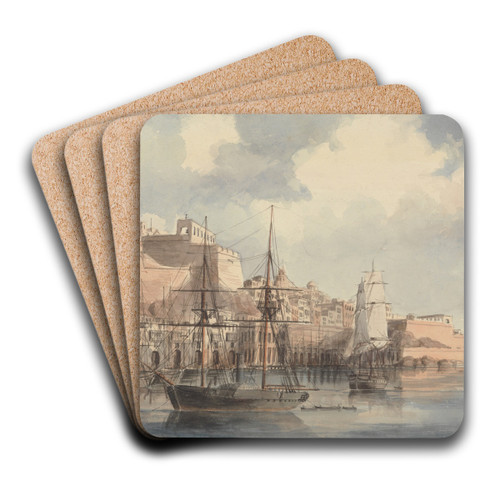 View at Malta by Charles Dyce Art Drink Coaster set