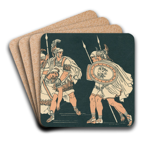 Aeneas and the body of Lausus by Bartolomeo Pinelli Art Drink Coaster set