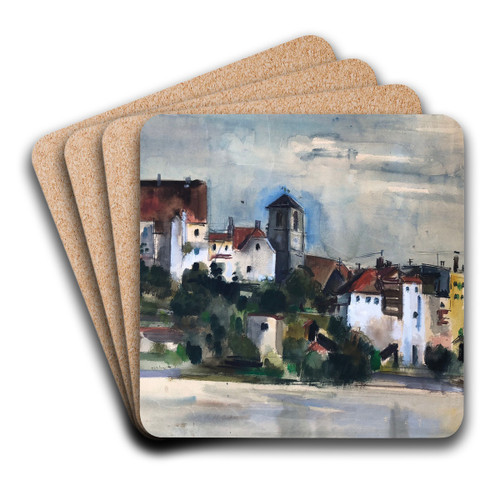 Wasserburg am Inn - Innpartie by Otto Geigenberger Art Drink Coaster set