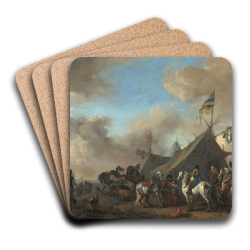 Army Camp by Philips Wouwerman Art Drink Coaster set