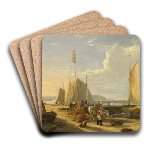 A Harbor Scene in the Isle of Wight, Looking Towards the Needles by George Vincent Art Drink Coaster set A Harbor Scene in the Isle of Wight, Looking Towards the Needles by George Vincent Art Drink Coaster set