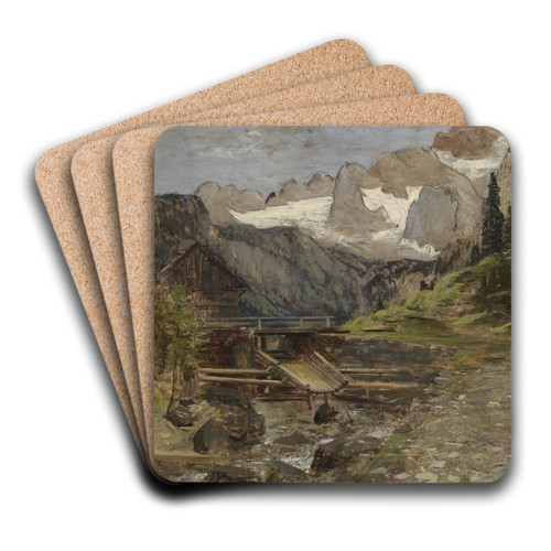 Gosaumhle mit Dachstein by Theodor Von Hrmann Art Drink Coaster set